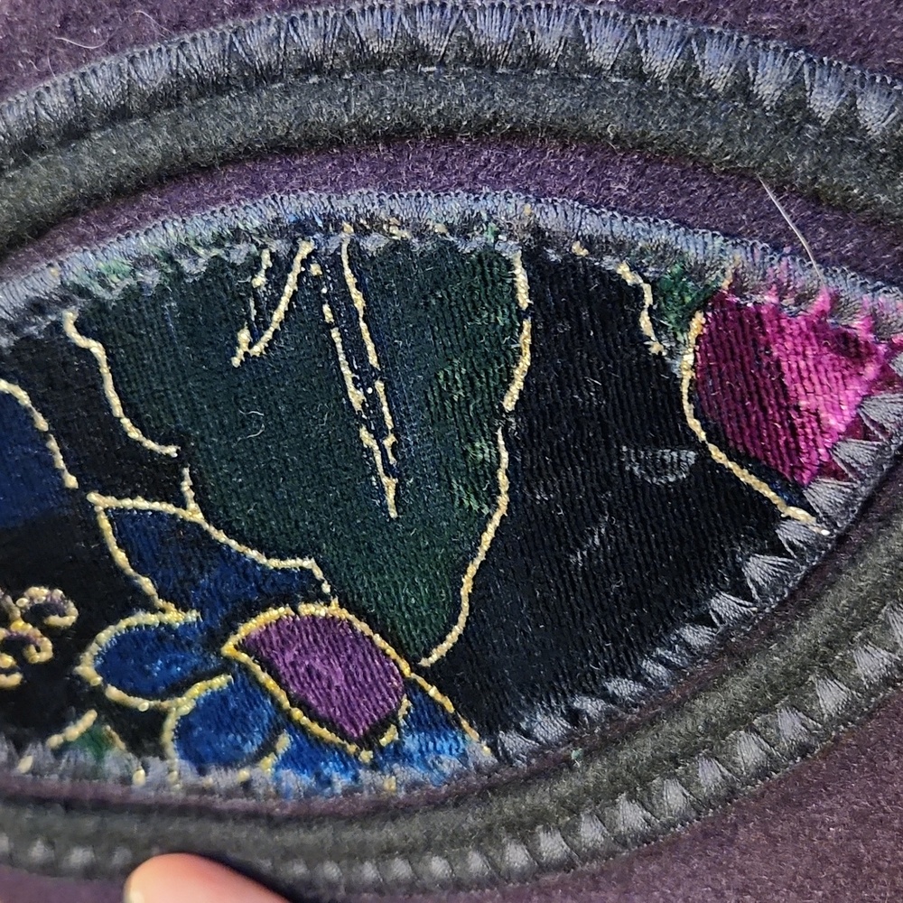 Coloratura Vintage Purple Black Wool Vest Size Small Velvet Embroidery - Picture 16 of 16